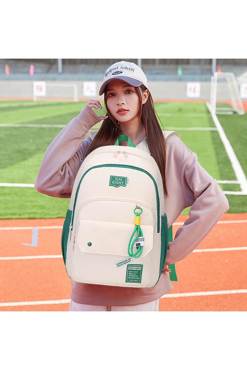 SUN EIGHT Premium 18.5-inch Light Weight School Backpack Water Resistant Polyester Multicolored Daypack for Boys and Girls, SE8485, Beige Green - Image 2